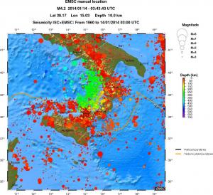 regional depth historical seismicity