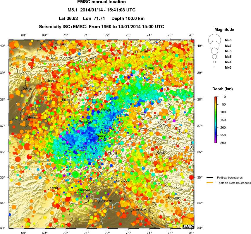 regional depth historical seismicity