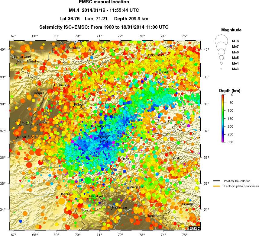 regional depth historical seismicity