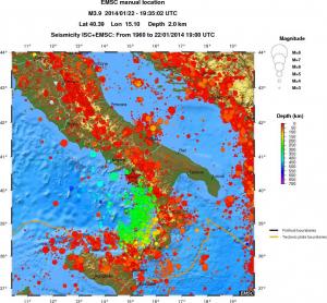 regional depth historical seismicity