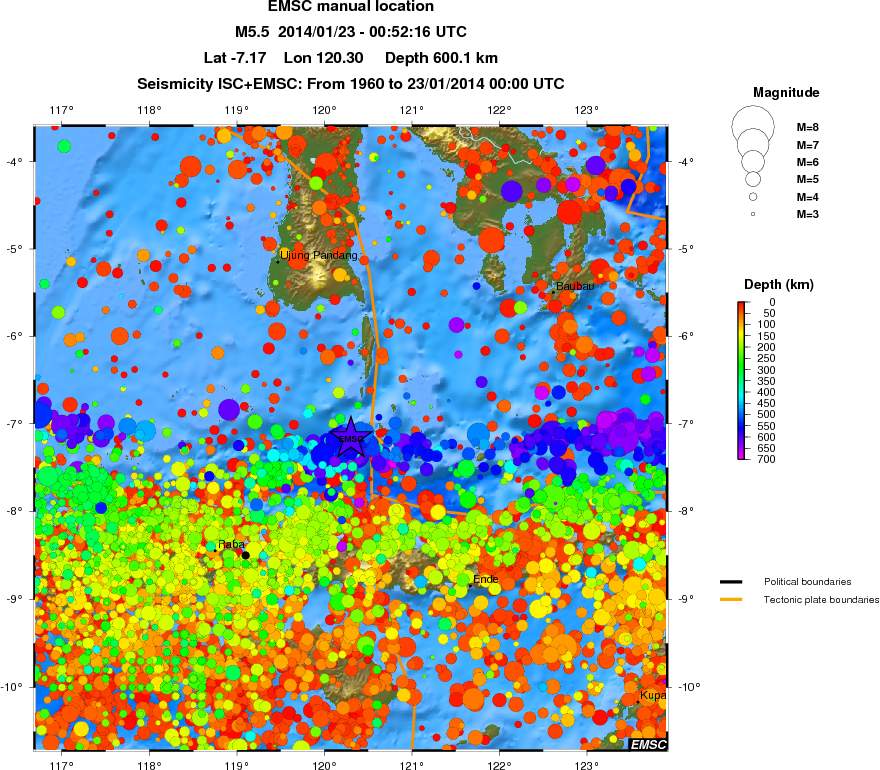 regional depth historical seismicity
