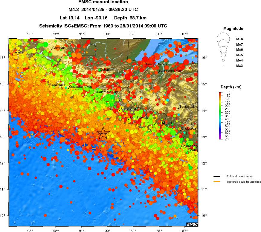 regional depth historical seismicity