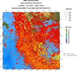 regional depth historical seismicity