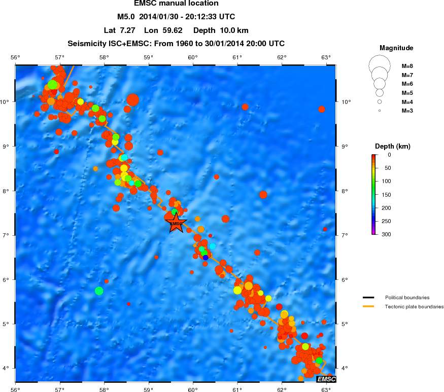 regional depth historical seismicity