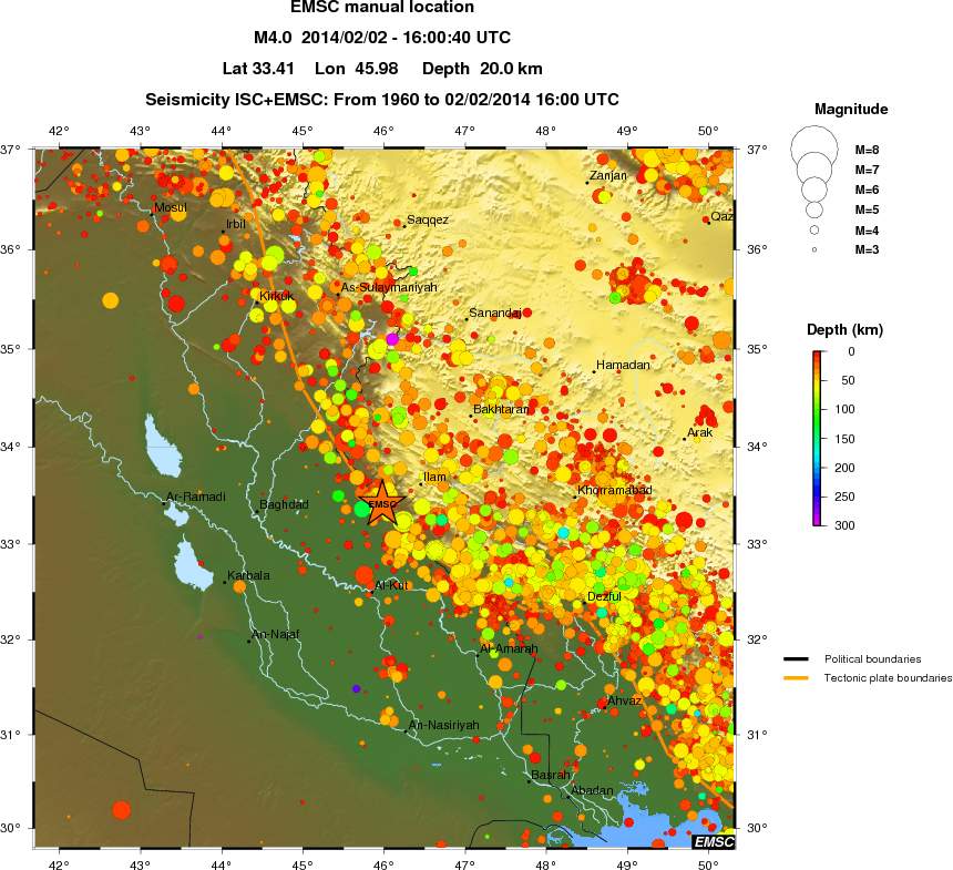 regional depth historical seismicity