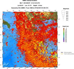regional depth historical seismicity
