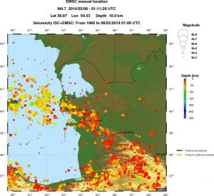 regional depth historical seismicity
