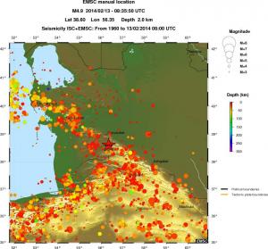 regional depth historical seismicity