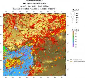 regional depth historical seismicity