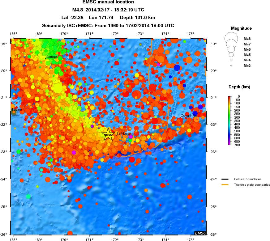 regional depth historical seismicity