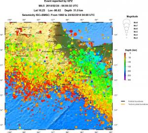 regional depth historical seismicity
