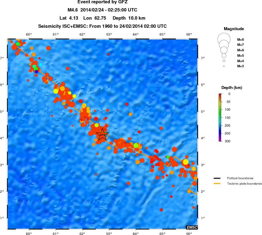 regional depth historical seismicity
