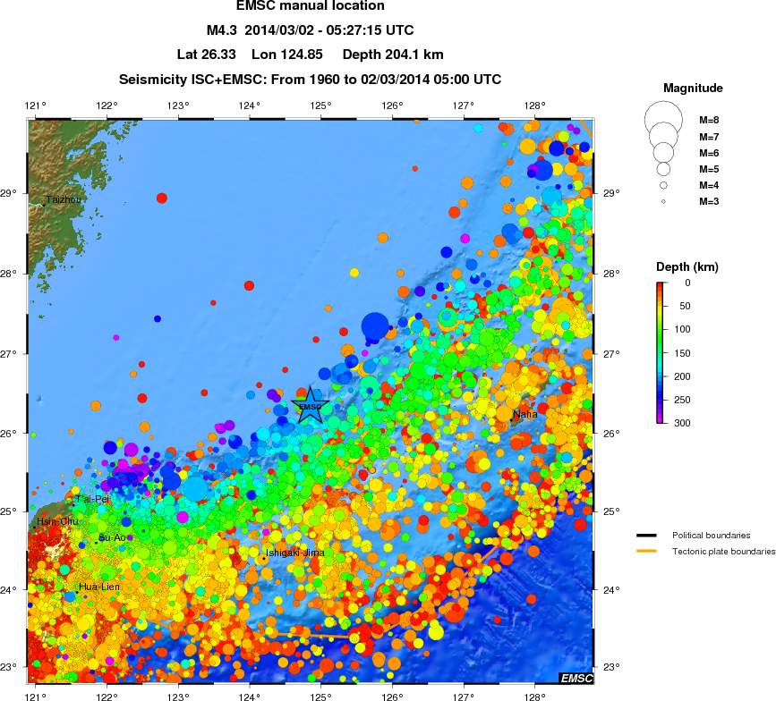 regional depth historical seismicity