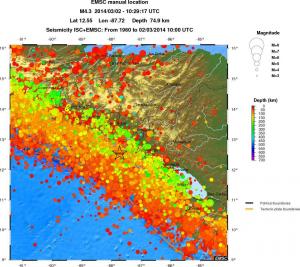 regional depth historical seismicity