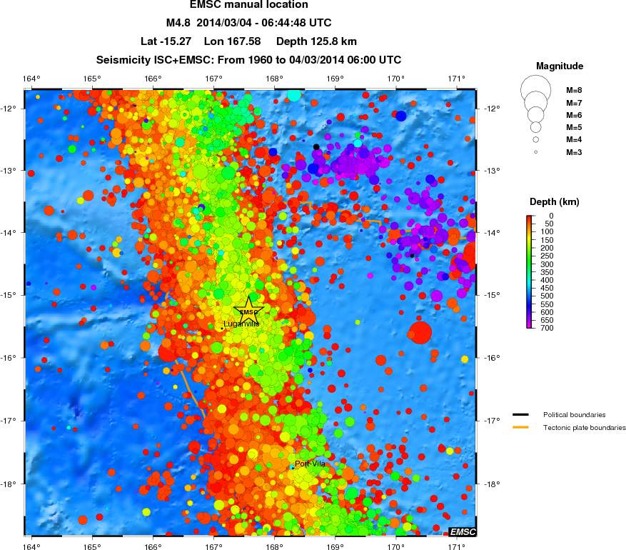 regional depth historical seismicity