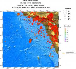 regional depth historical seismicity