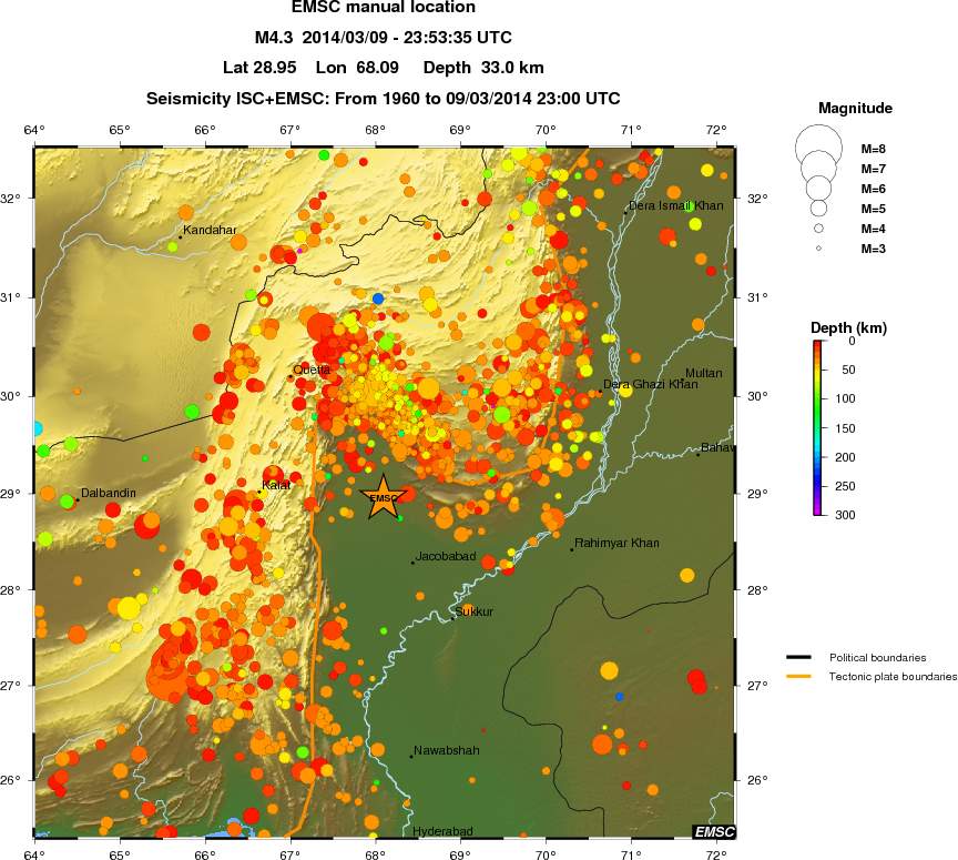 regional depth historical seismicity