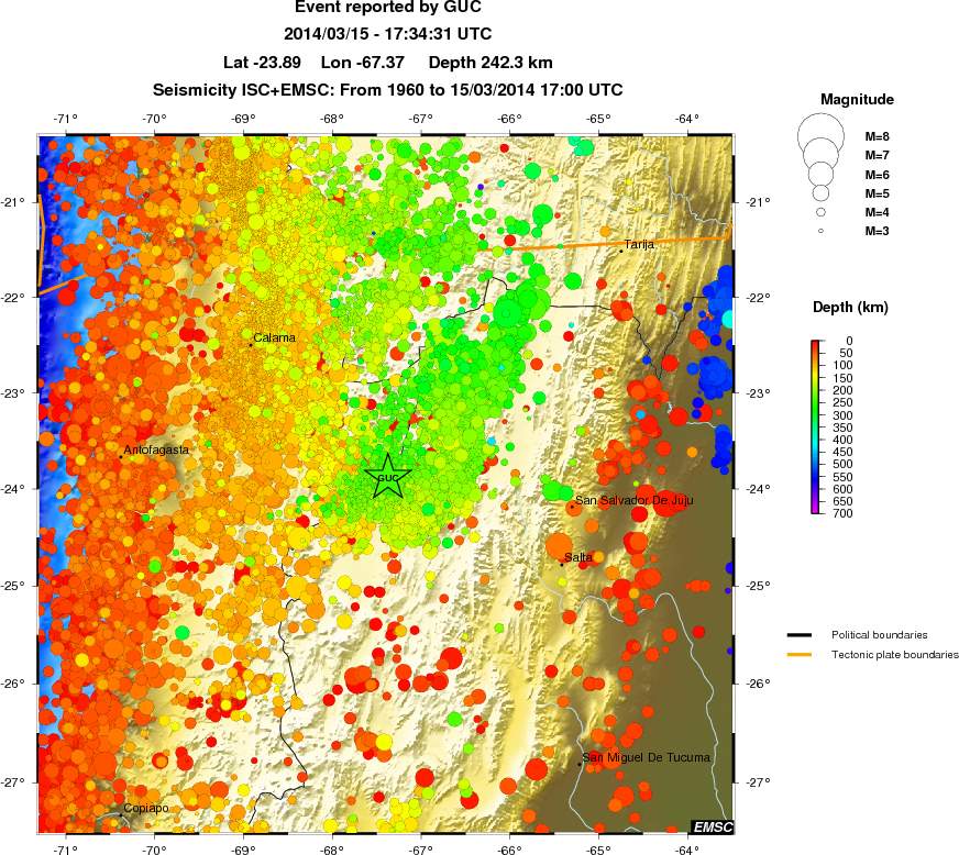 regional depth historical seismicity
