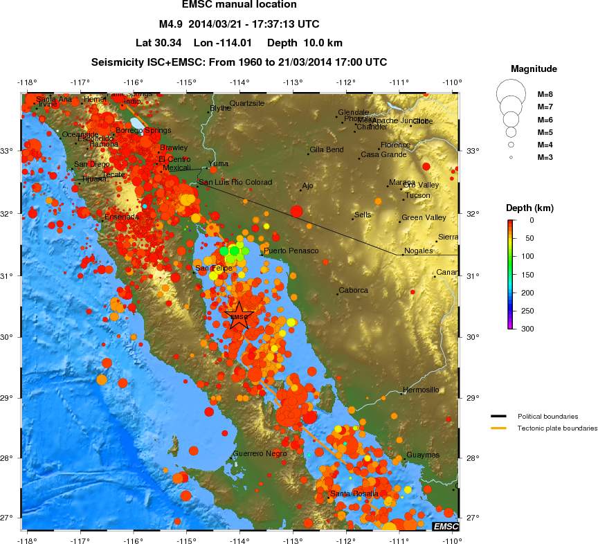 regional depth historical seismicity
