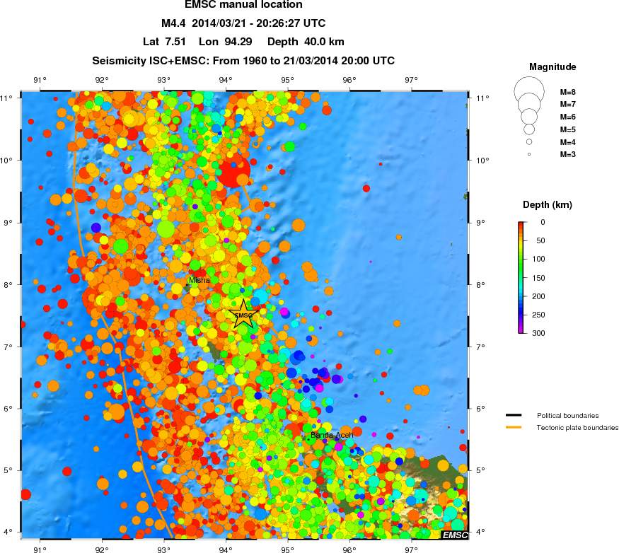 regional depth historical seismicity