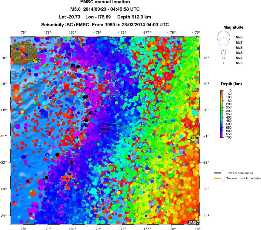regional depth historical seismicity