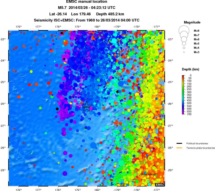 regional depth historical seismicity
