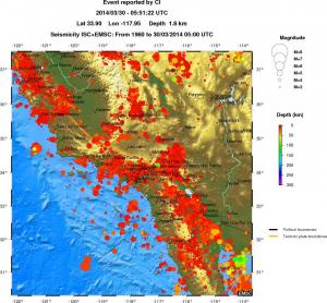 regional depth historical seismicity