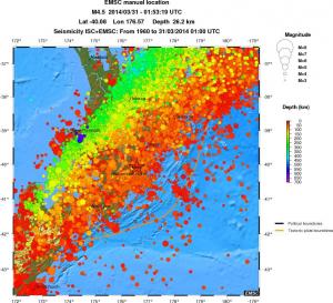 regional depth historical seismicity