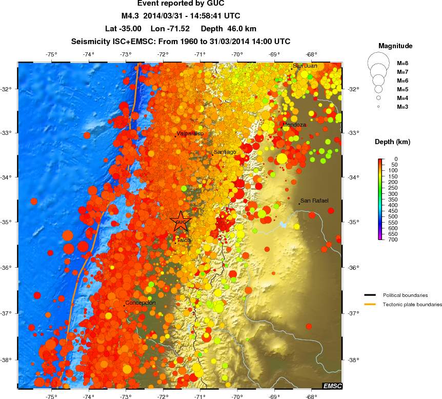 regional depth historical seismicity