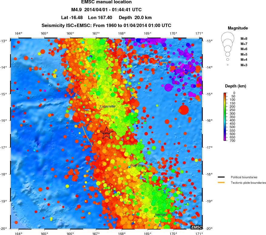 regional depth historical seismicity