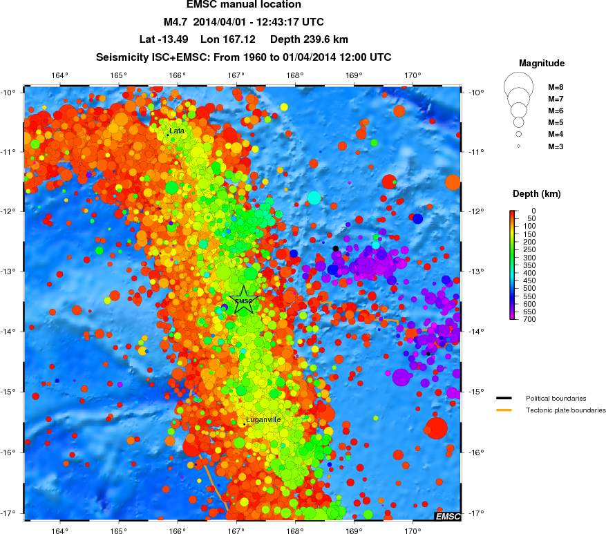 regional depth historical seismicity