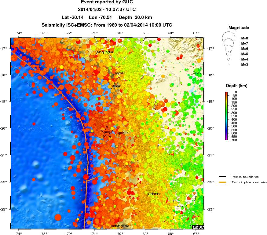 regional depth historical seismicity