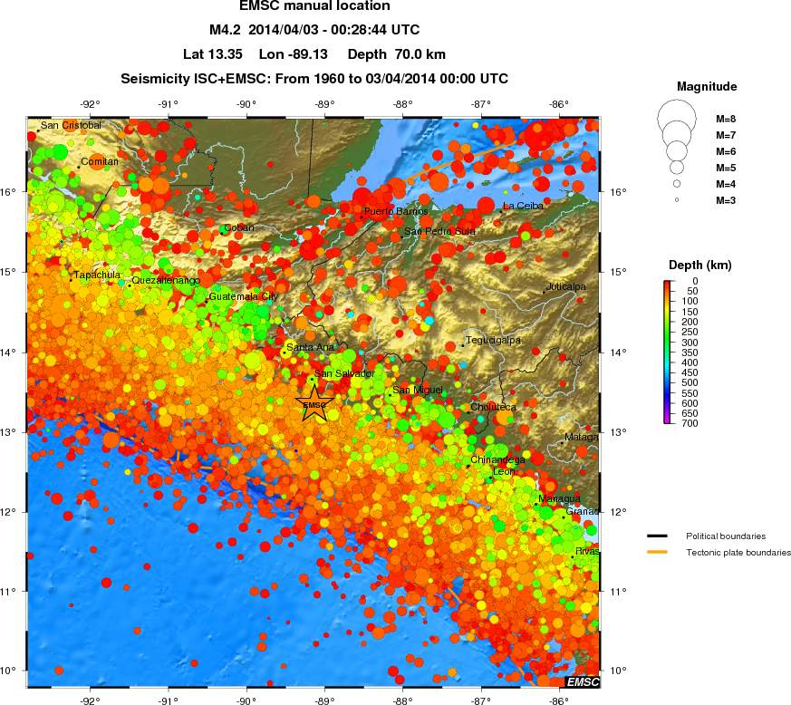 regional depth historical seismicity