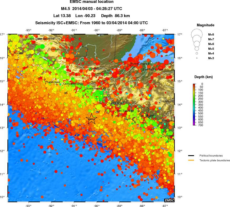 regional depth historical seismicity