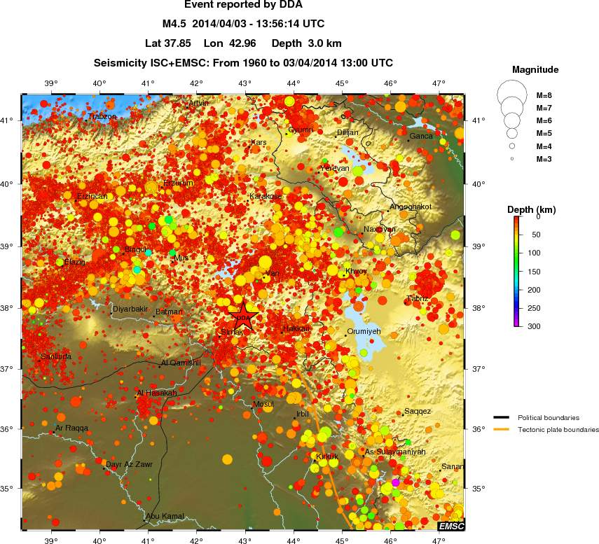 regional depth historical seismicity