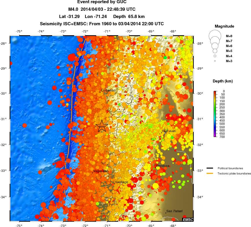 regional depth historical seismicity
