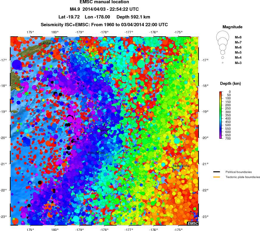 regional depth historical seismicity