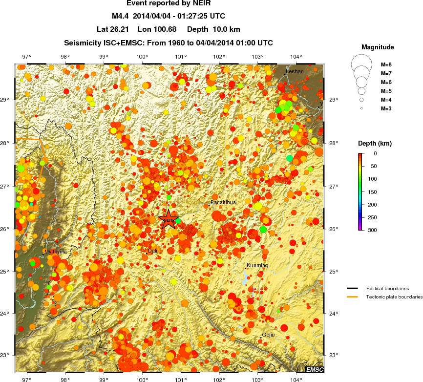 regional depth historical seismicity