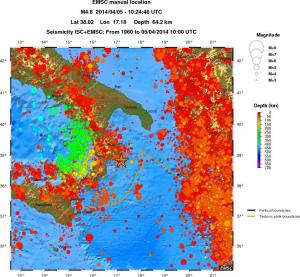 regional depth historical seismicity