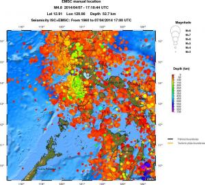 regional depth historical seismicity