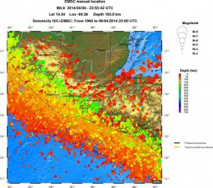 regional depth historical seismicity