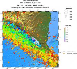 regional depth historical seismicity