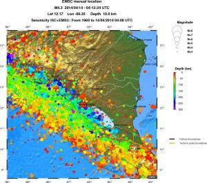 regional depth historical seismicity