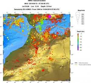 regional depth historical seismicity