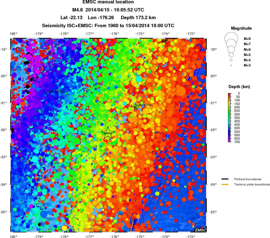 regional depth historical seismicity