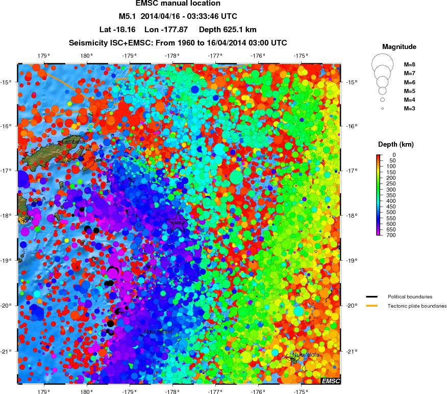 regional depth historical seismicity