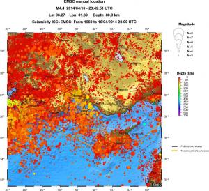 regional depth historical seismicity