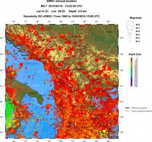 regional depth historical seismicity