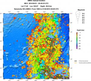 regional depth historical seismicity