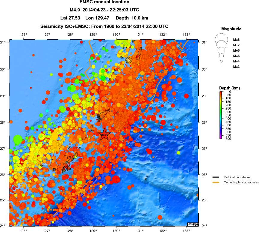 regional depth historical seismicity
